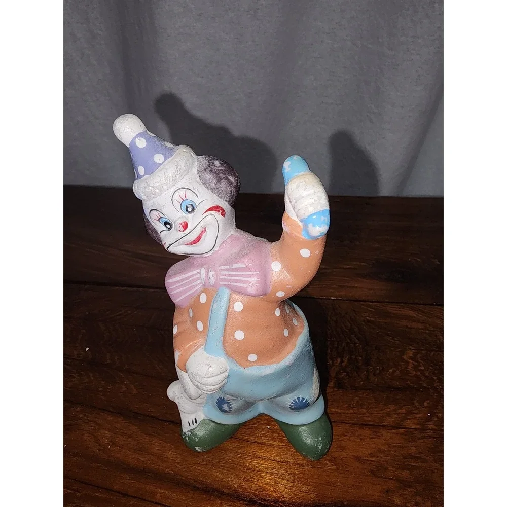 Set of Two Clowns with‎ pets vintage Porcelain Figurines